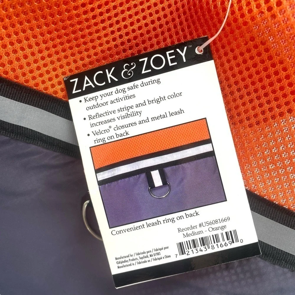 Zack & Zoey Reflective Mesh Harness Vest Medium New